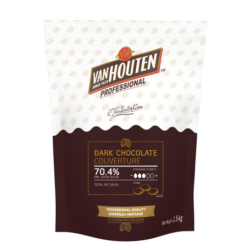 Van Houten Professional Dark Buttons 70.4% 1.5kg (Best Before: 19.12.2023)