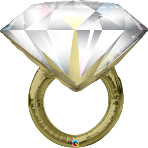 Diamond Wedding Engagement Gold Ring Supershape Foil Balloon 93cm