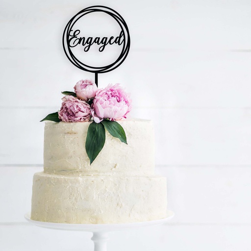 Round Engaged Cake Topper