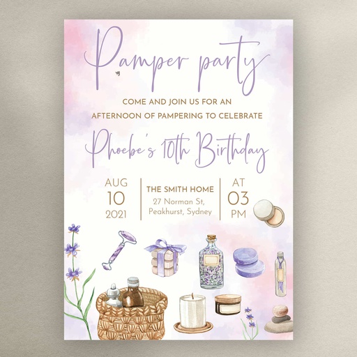 Pamper Birthday Invitation