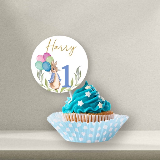 Blue Peter Rabbit Cupcake Topper - Style 2