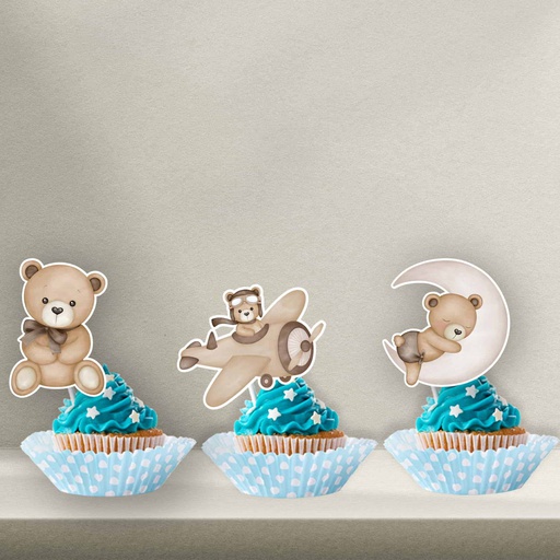 Teddy Bear Cupcake Topper - Style 1
