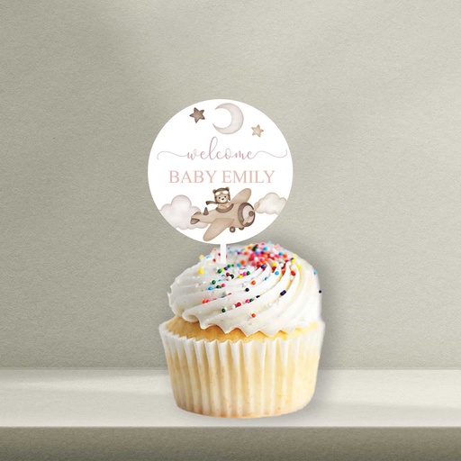Teddy Bear Baby Shower Cupcake Topper - Style 2
