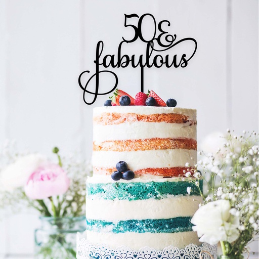 Fifty and Fabulous Birthday Cake Topper - Style 1