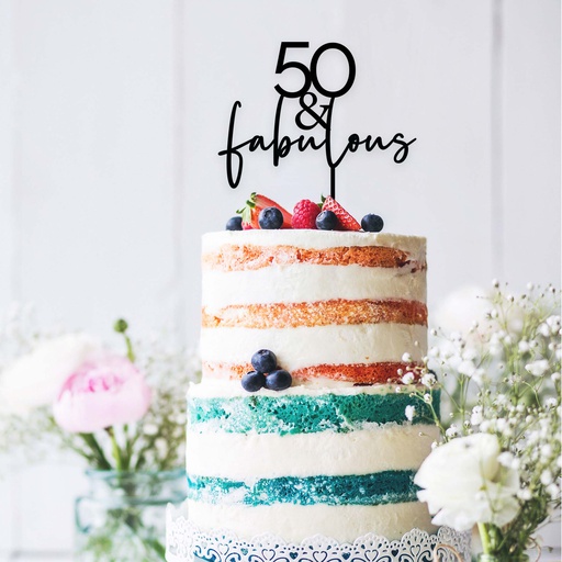 Fifty and Fabulous Birthday Cake Topper - Style 2