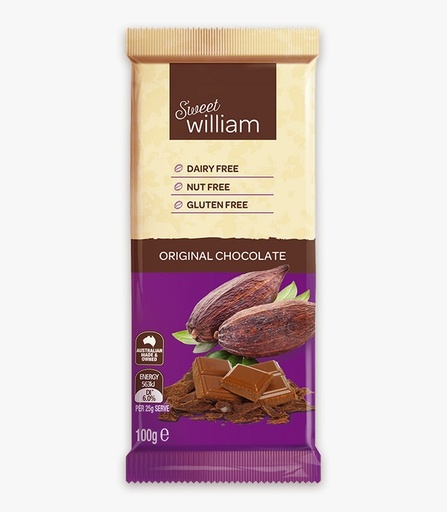 Sweet William Original Chocolate Bar 100g (Best Before: 01/2023)
