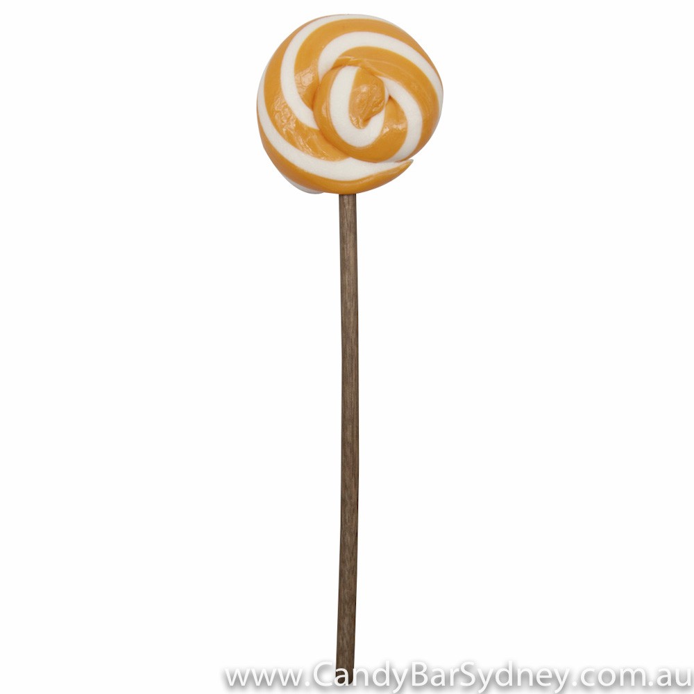 Orange & White Swirl Rock Candy Lollipop