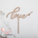 Gold Mirror Acrylic Love Wedding Cake Topper - Style 3