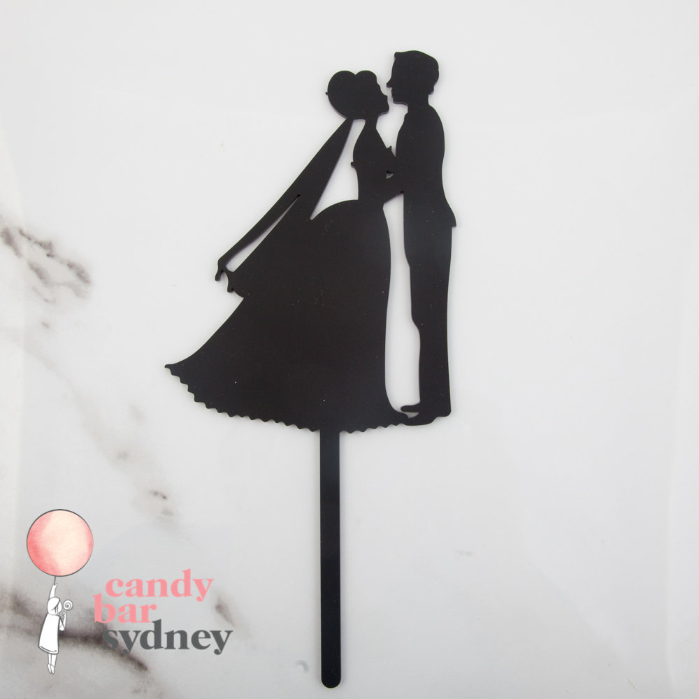 Black Acrylic Couple Wedding Cake Topper