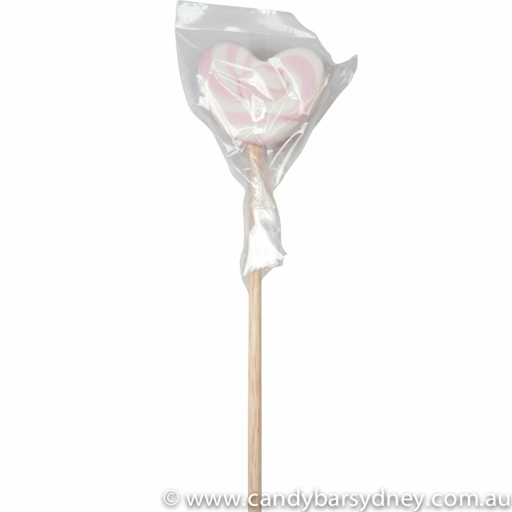 Baby Pink & White Swirl Heart Lollipop