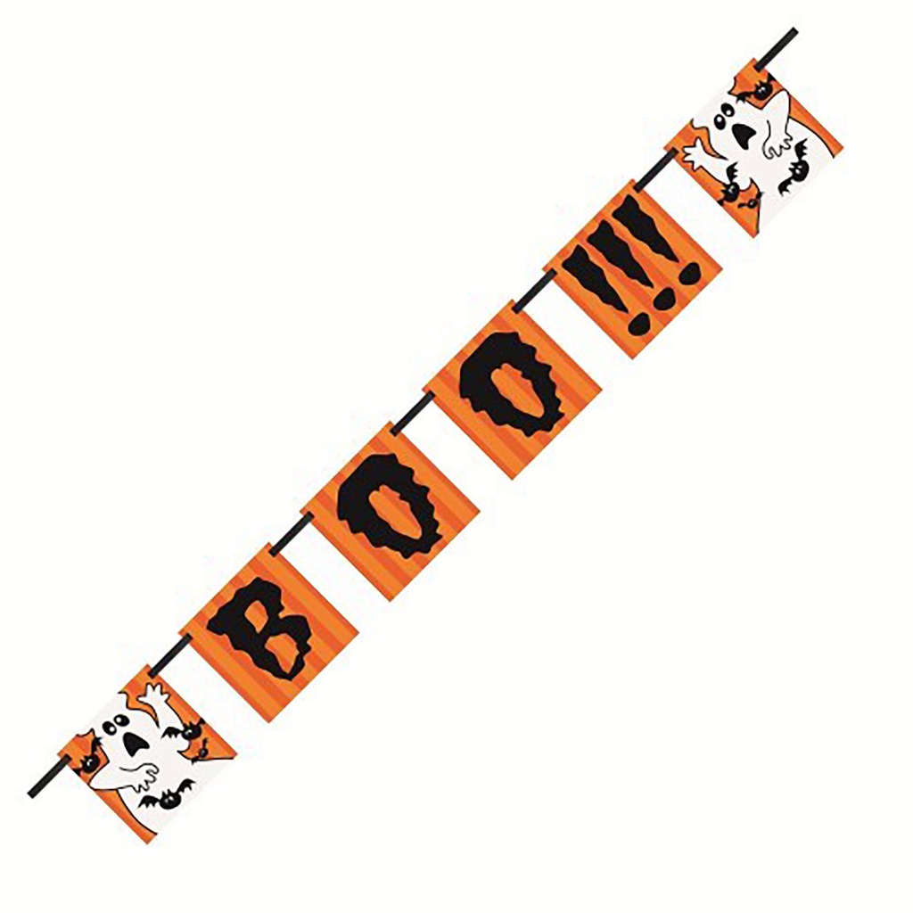"BOO" Bat & Ghost Block Banner 4ft
