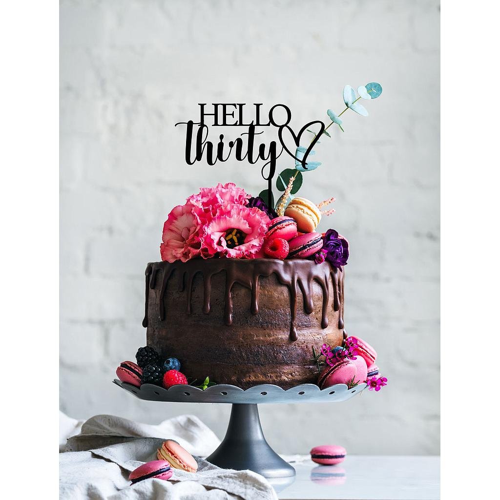 Hello Thirty 30th Birthday Cake Topper - Style 1