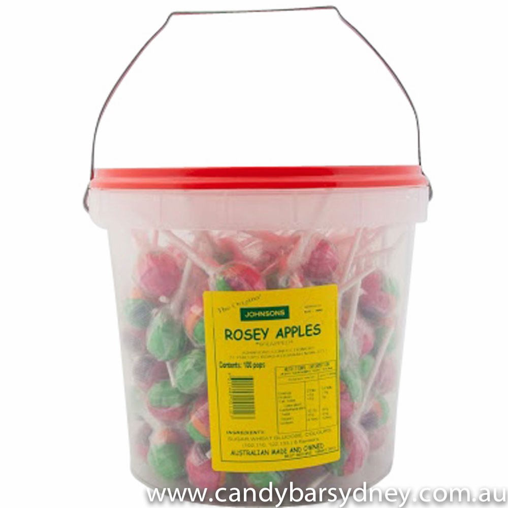 Rosey Apple Lollipops 100 Bulk Pack Candy Bar Sydney