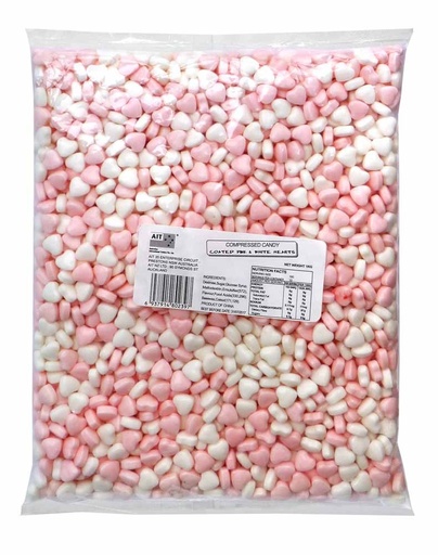 Pink & White Hearts Compressed Candy 1kg