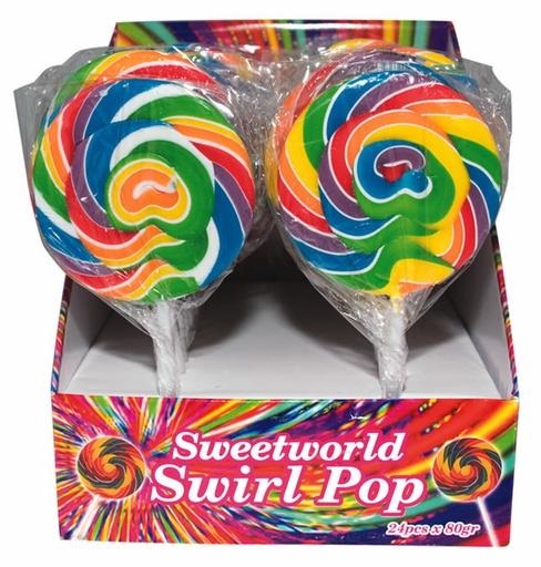 Rainbow Swirl Lollipops 50g - 24 Pack