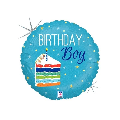 Blue Birthday Boy Cake 45cm Foil Balloon