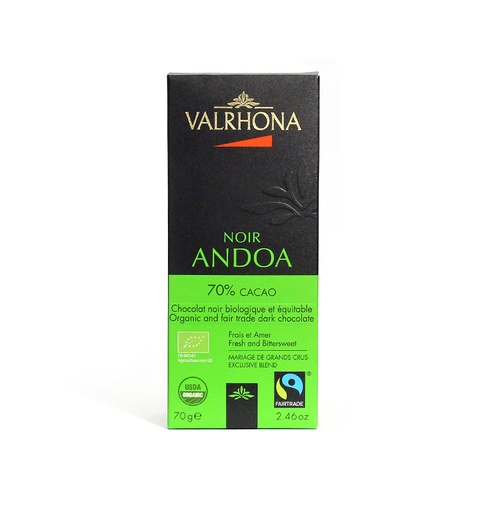 Valrhona Noir Andoa 70% Organic Dark Chocolate Bar 70g