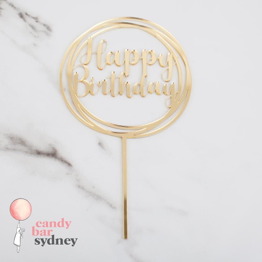Round Swirl Happy Birthday Cake Topper