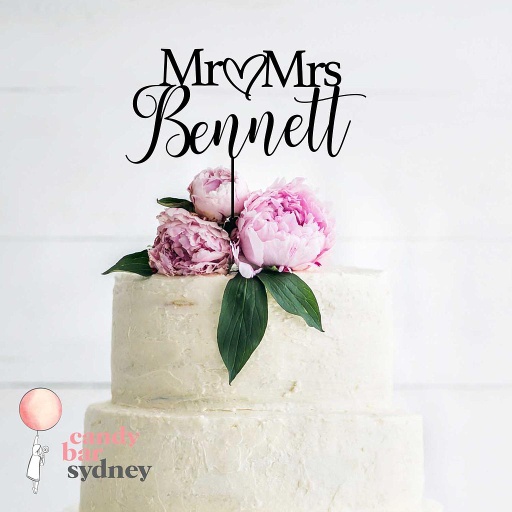 Mr & Mrs Personalised Wedding Cake Topper Style 2
