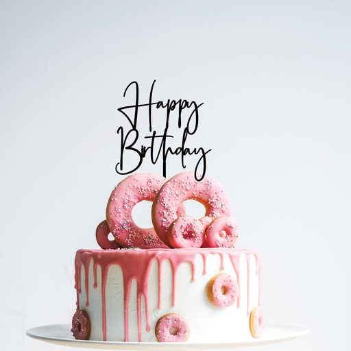 Happy Birthday Cake Topper - Cursive Font Style 3