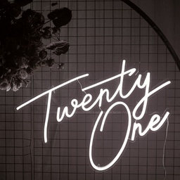 Twenty One (21) Neon LED Light Hire 78cm x 49cm (White)
