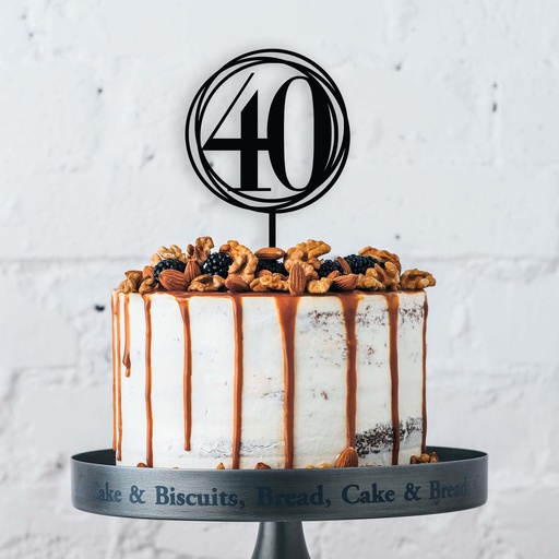 Swirl 40 Fortieth Birthday Cake Topper