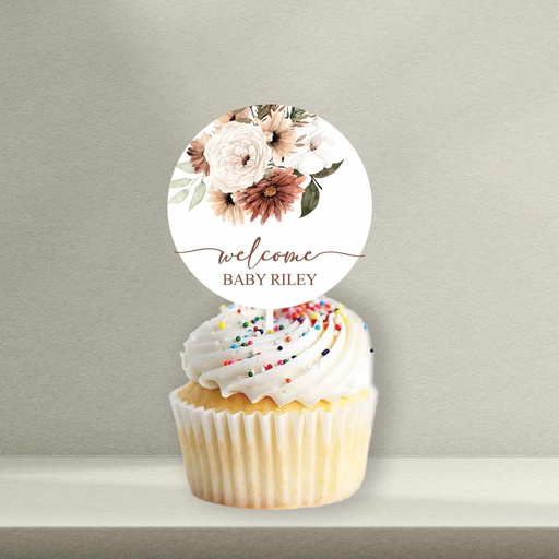 Boho Baby Shower Cupcake Topper - Style 1