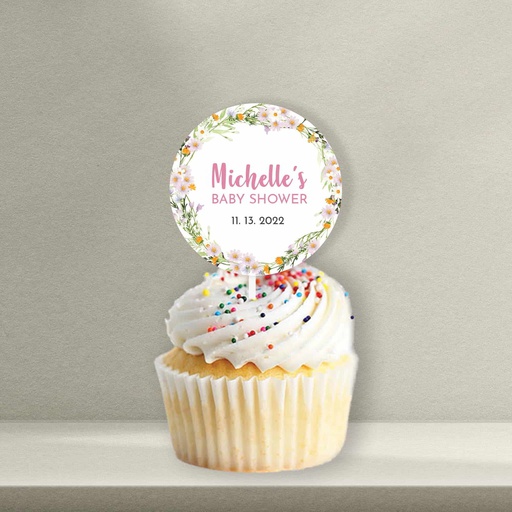 Wildflowers Baby Shower Cupcake Topper - Style 1