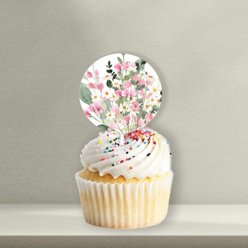 Wildflowers Baby Shower Cupcake Topper - Style 2