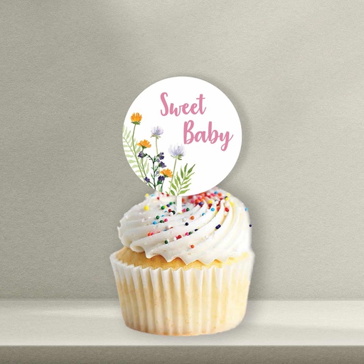 Wildflowers Baby Shower Cupcake Topper - Style 3