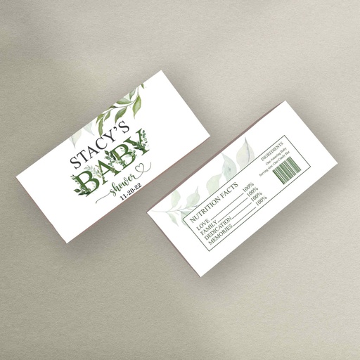 Greenery Baby Shower Chocolate Bar Wrapper - Style 1