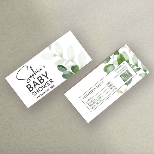 Greenery Baby Shower Chocolate Bar Wrapper - Style 2