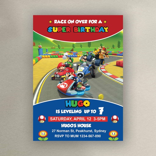 Mario Kart Birthday Invitation