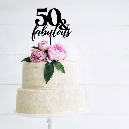 Fifty and Fabulous Birthday Cake Topper - Style 3