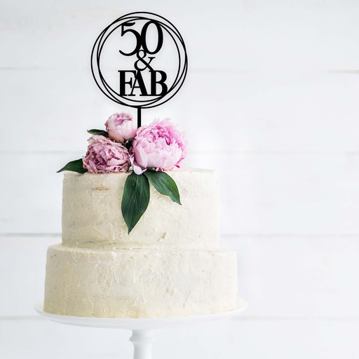 Fifty and Fabulous Birthday Cake Topper - Style 4