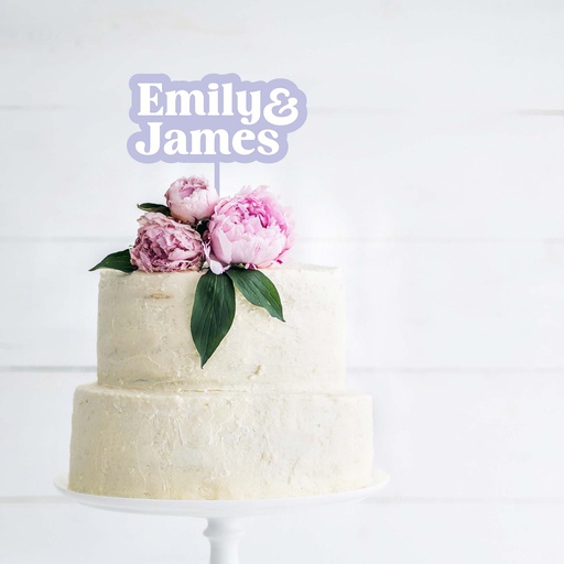 Double Layer Custom Couple Names Wedding Cake Topper